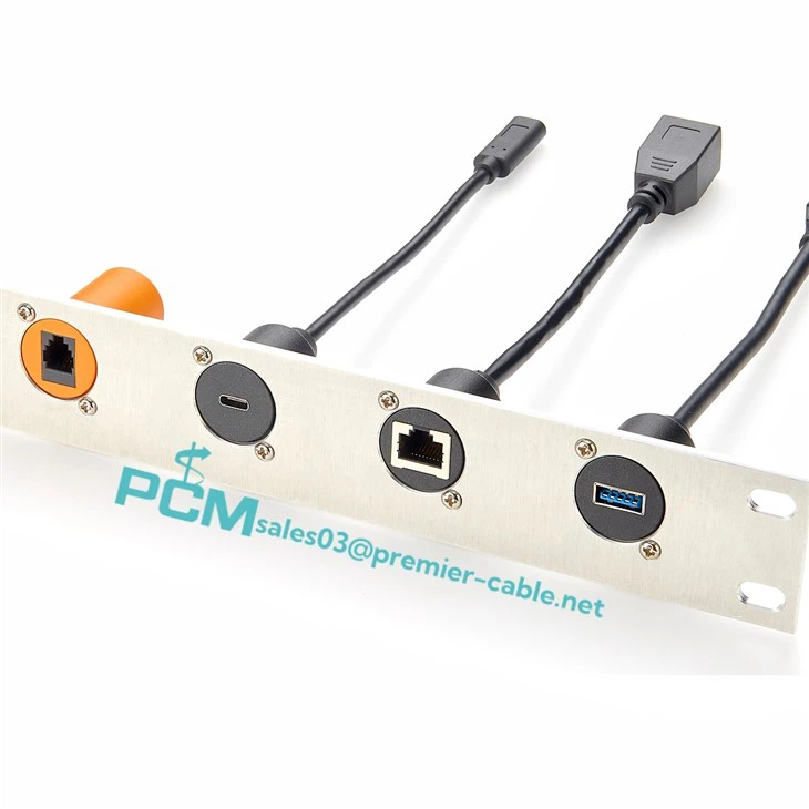 D Type USB3.1 Type C Panel Mount Dual Pass Female To Female Cable