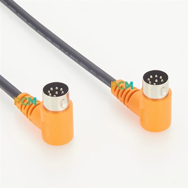 8 Pin Male to Male MIDI Din Cable 90 Degree suppliers