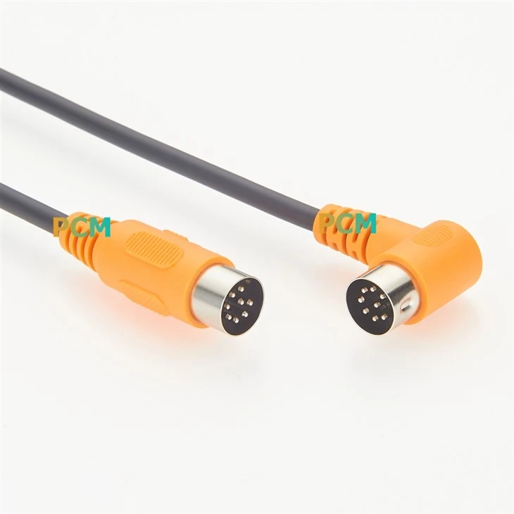 Din 8 Pin Male to Male MIDI Cable Right Angle suppliers