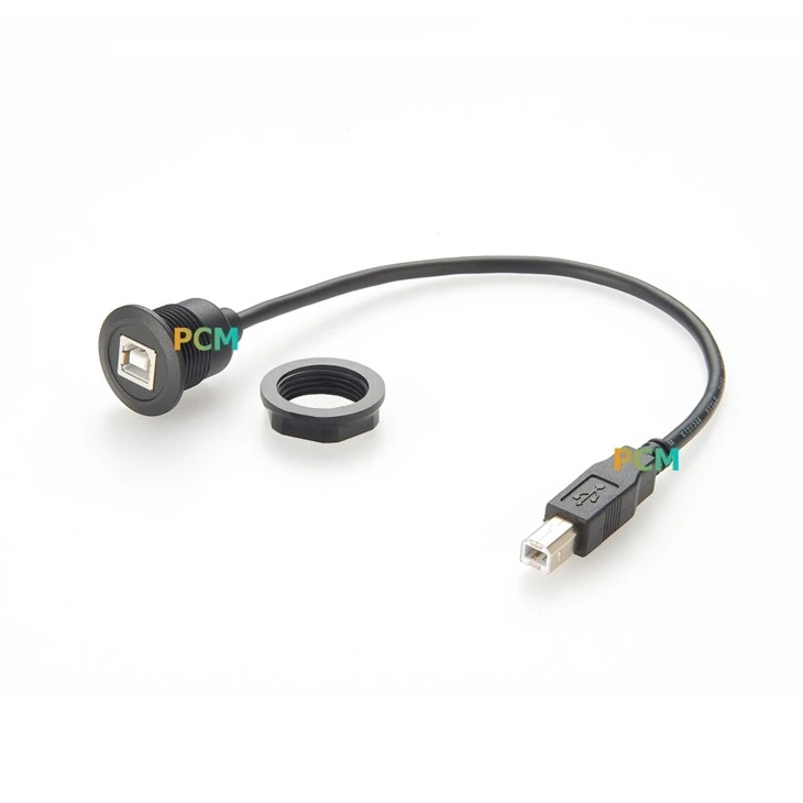 Round Panel Mount USB 2.0 Type-B Cable factory