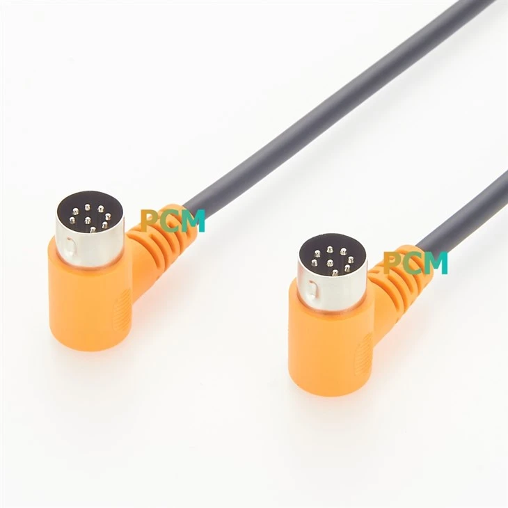 8 Pin Male to Male MIDI Din Cable 90 Degree