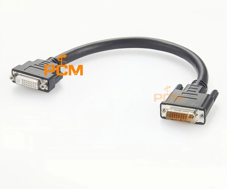 Digital Video Monitor Connector 25ft DVI D Cable With Thumb Screw
