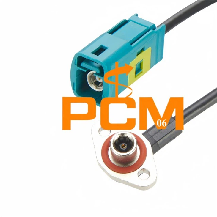 Fakra Z Female Straight To SMB Female Right Angle 2-Hole Flange Mount Cable