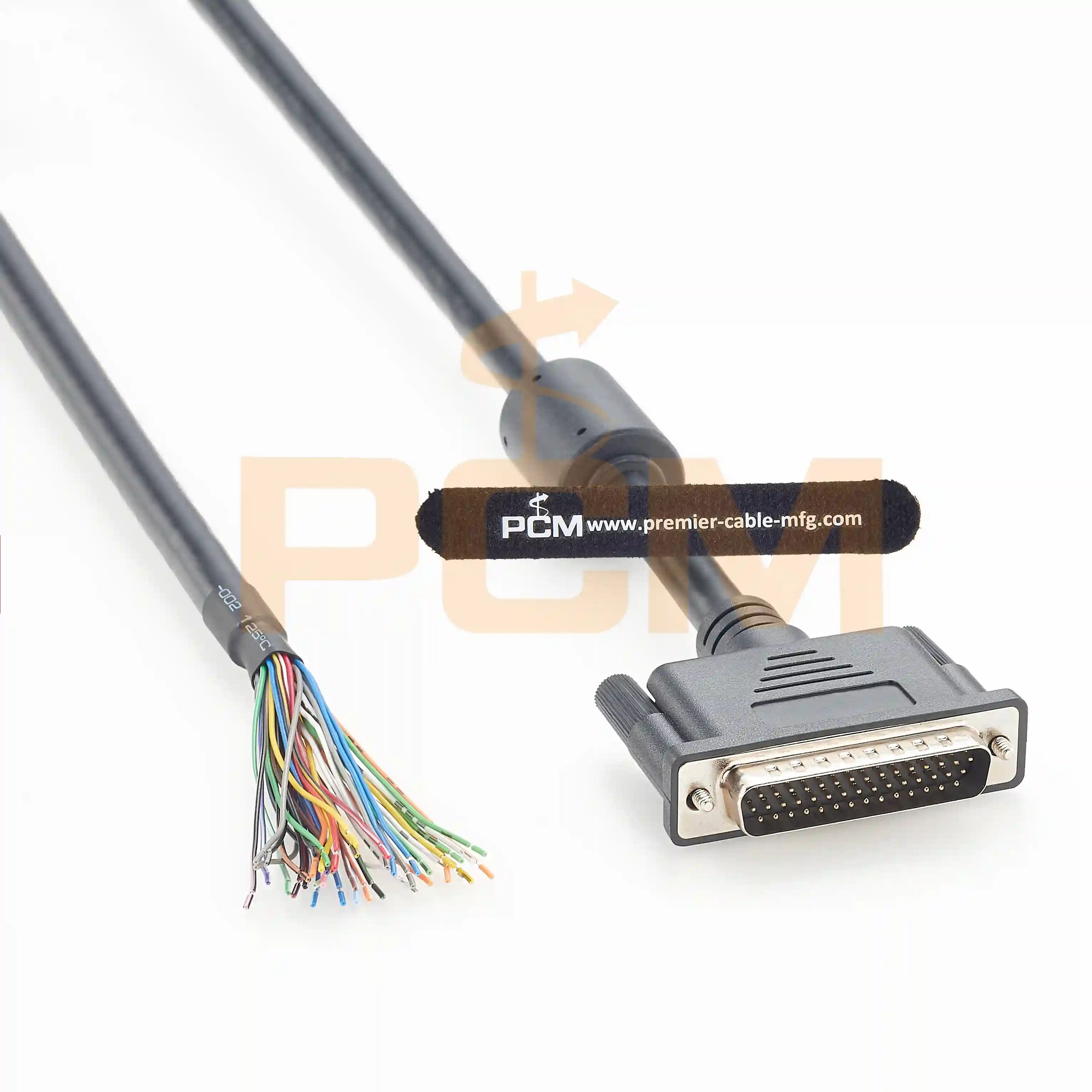 HD44 Male To Open Wire 44-Pin Shielded Breakout Cable With Ferrite Core