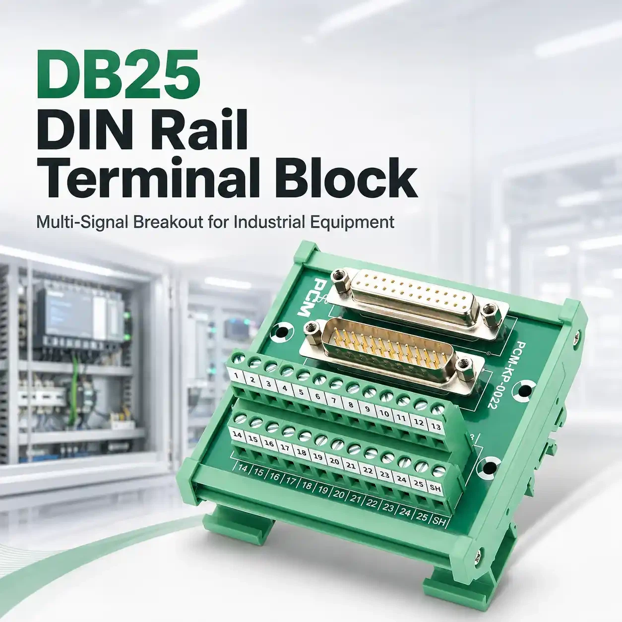 DB25 DIN Rail Terminal Block: Multi-Signal Breakout for Industrial Equipment