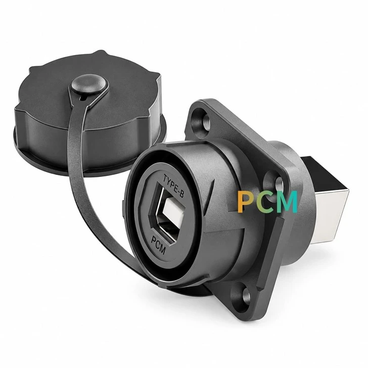 IP67 Waterproof USB Type B Panel Mount Connector