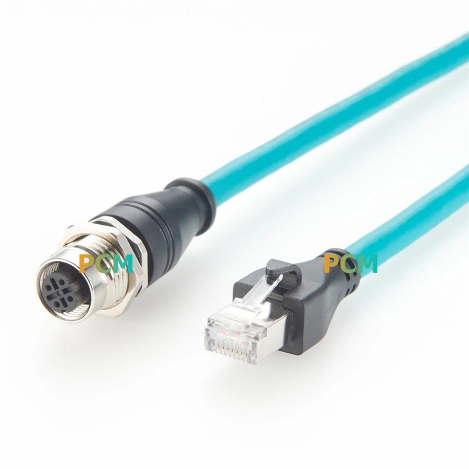 M12 D-Code To RJ45 Panel Mount Cable factory