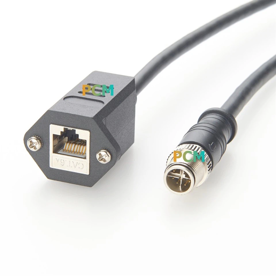 M12 X-Code To RJ45 Cat6A Ethernet Cable