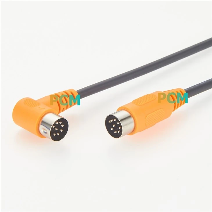 Din 8 Pin Male to Male MIDI Cable Right Angle