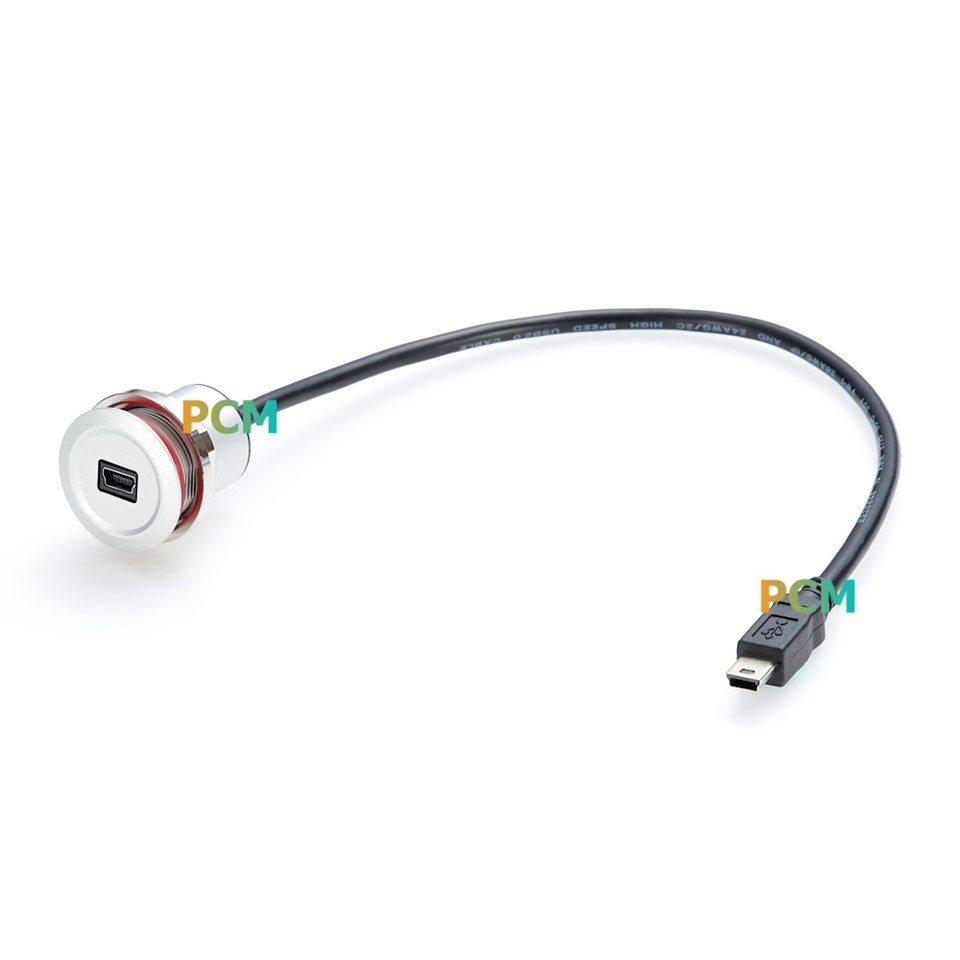 Mini USB B Male To Female Panel Mount Cable