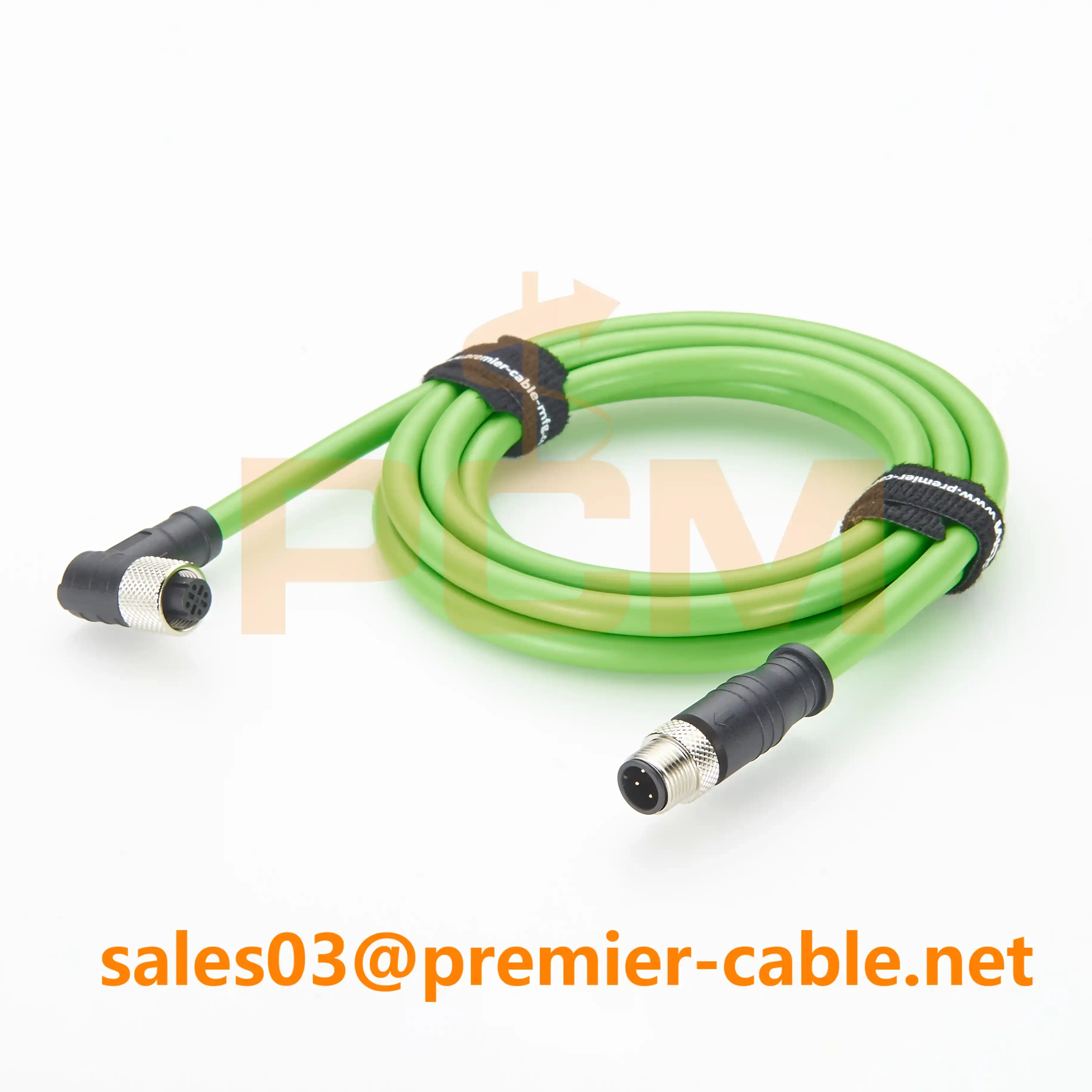 M12 D-Code Male to Angled Female Extension Cable M12 D-Code Male to Angled Female Extension Cable