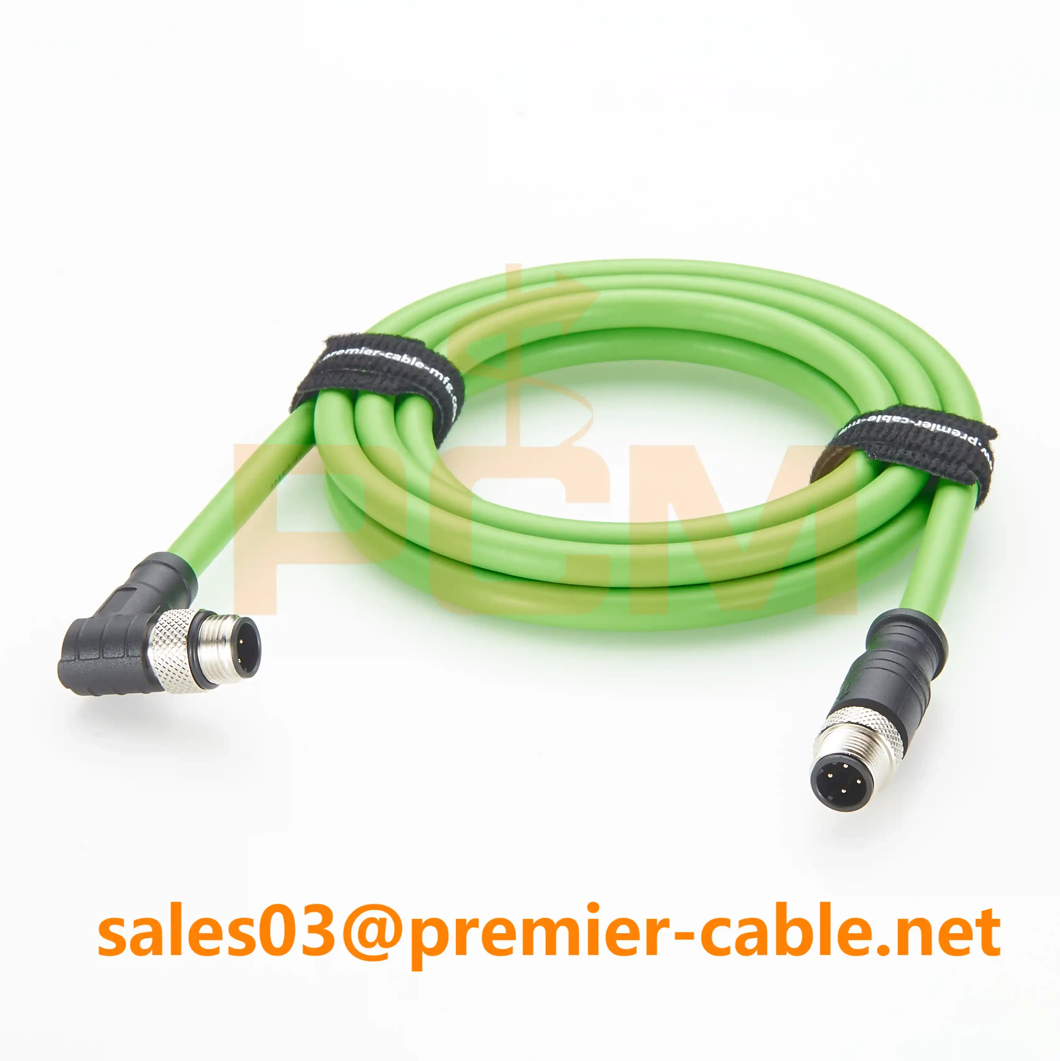 M12 D-Code Male to Angled Male PROFINET Cable M12 D-Code Male to Angled Male PROFINET Cable