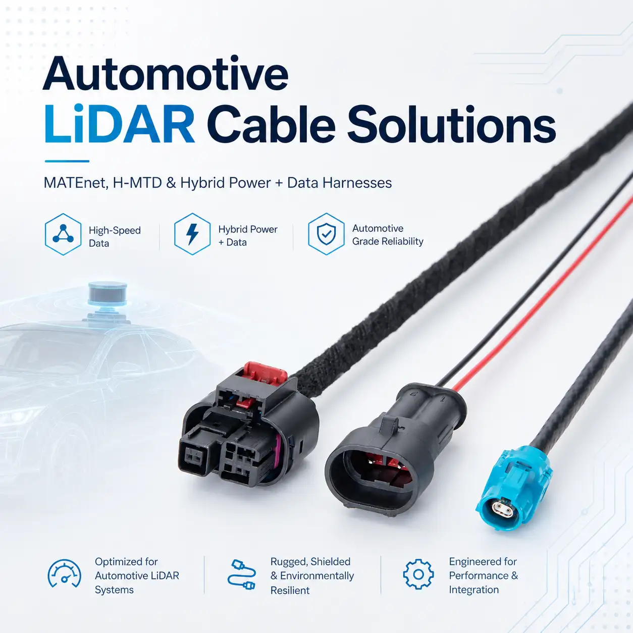 Automotive LiDAR Cable Solutions: MATEnet, H-MTD And Hybrid Power & Data Harnesses For ADAS Sensors
