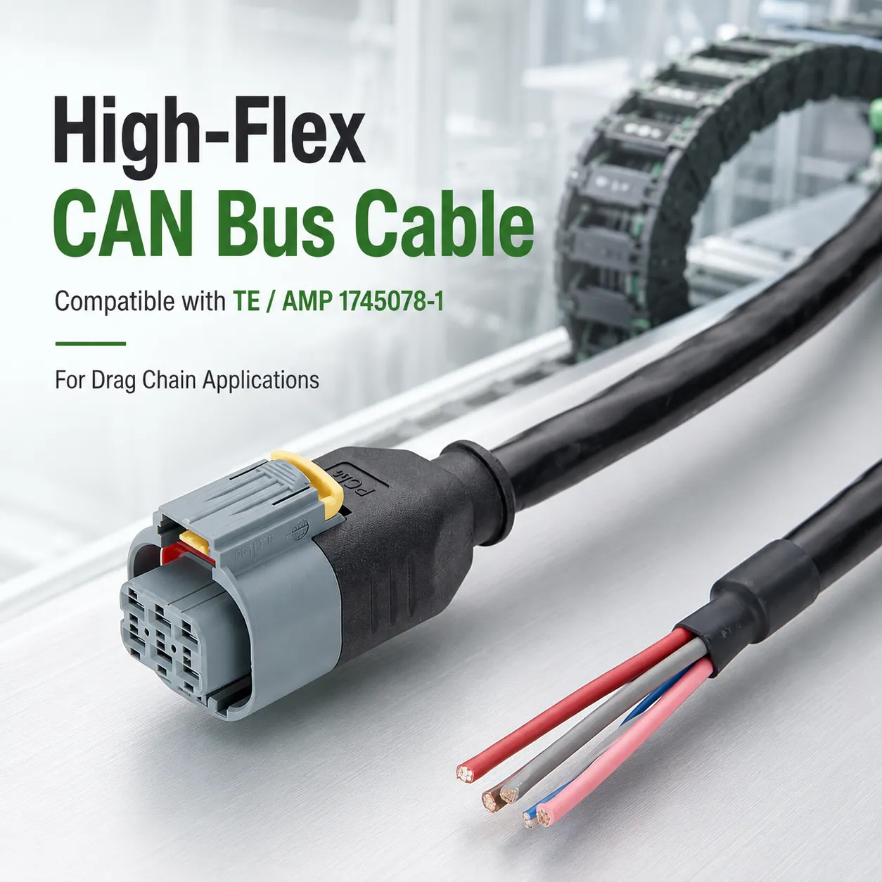 High-Flex CAN Bus Cable Compatible With TE AMP 1745078-1 For Drag Chain Applications