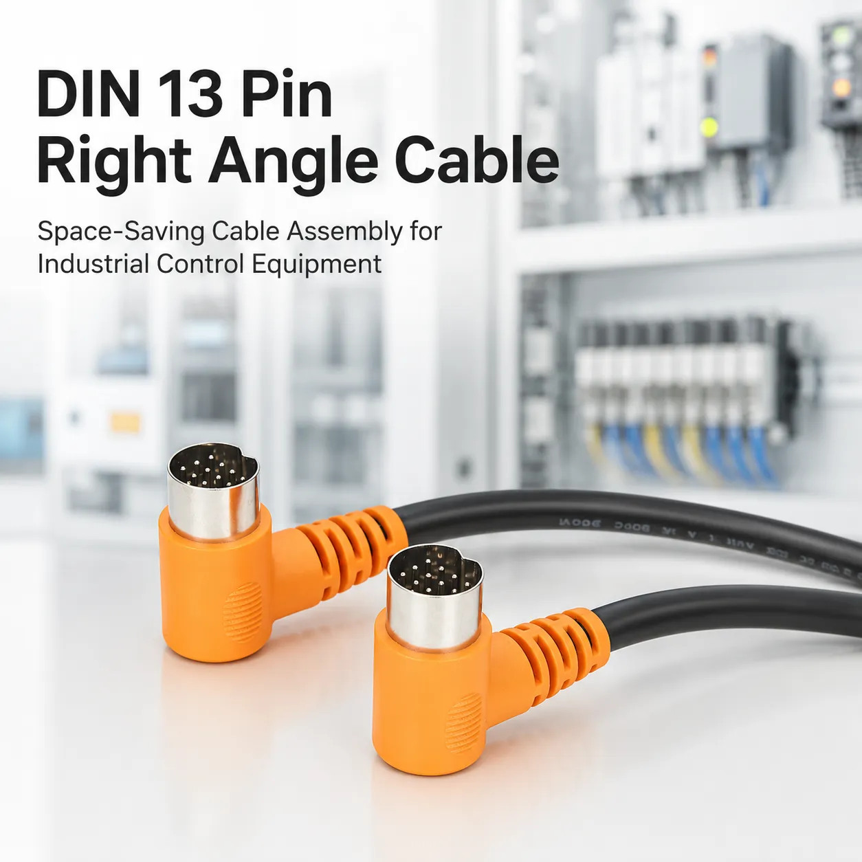 DIN 13 Pin Right Angle Cable For Industrial Control Equipment