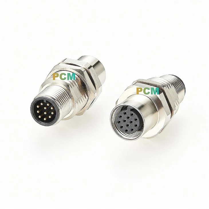 M12 A-Code 12 Pin Bulkhead Feedthrough Adapter