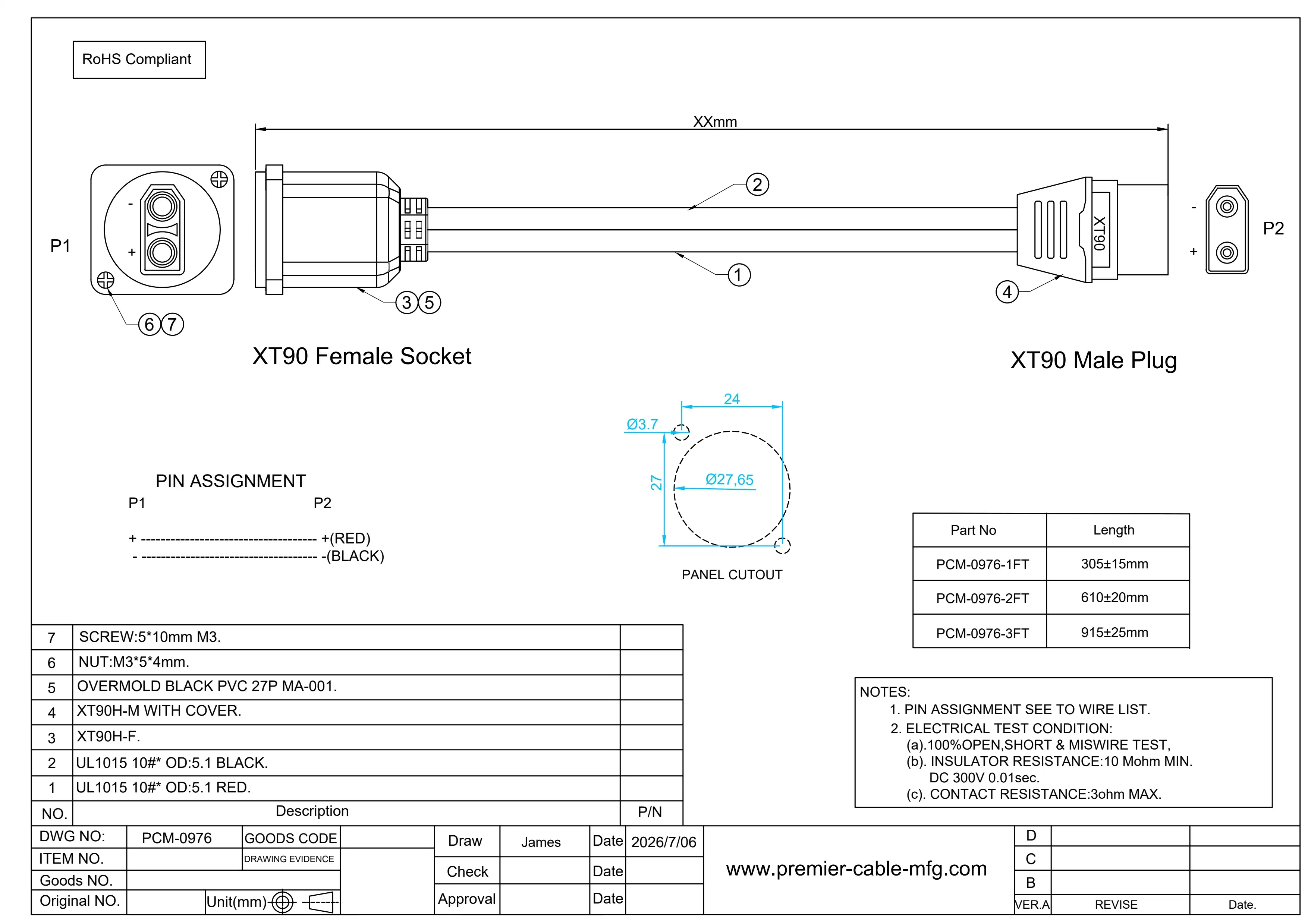 xt90 female panel mount drawing xt90 female panel mount drawing