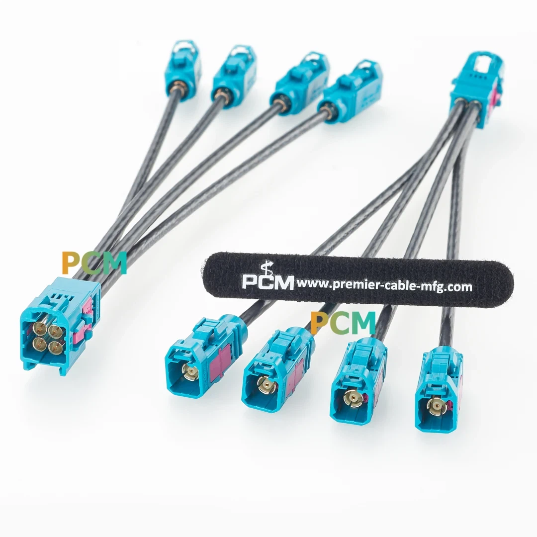 4 Port HFM Mini FAKRA Plug to 4 FAKRA Jack Adapter Cable 4 Port HFM Mini FAKRA Plug to 4 FAKRA Jack Adapter Cable