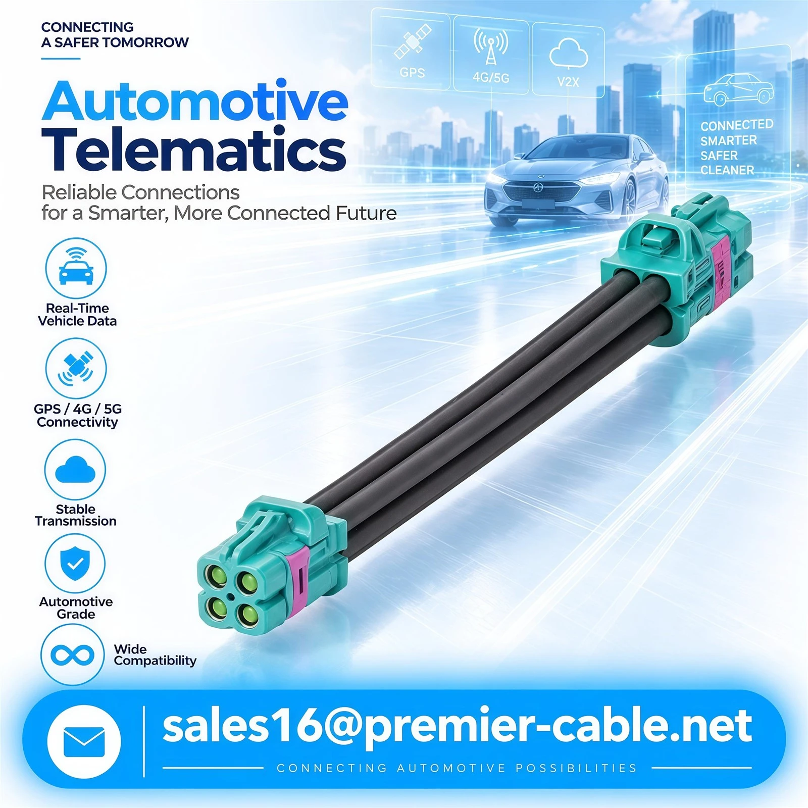 Automotive Telematics PCM MATE-AX Cable for Automotive Telematics