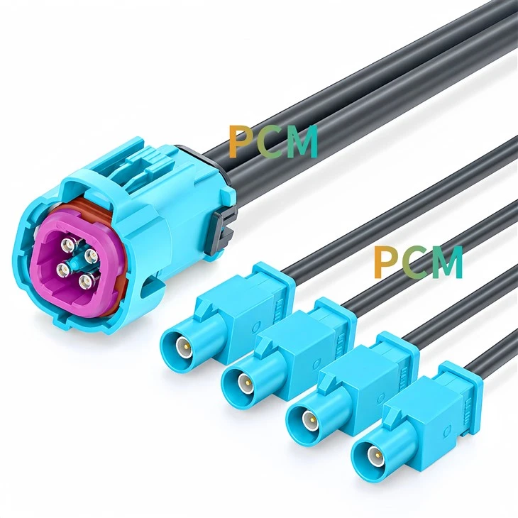 Quad HFM To 4 FAKRA Male Cable
