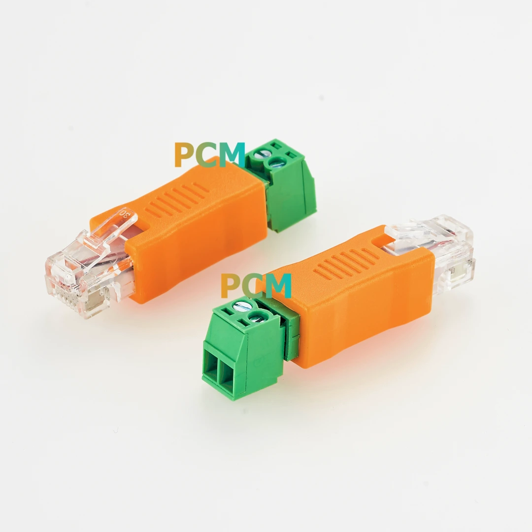 RJ12 6P6C Male To 2-Pin Screw Terminal Block RS485 Adapter