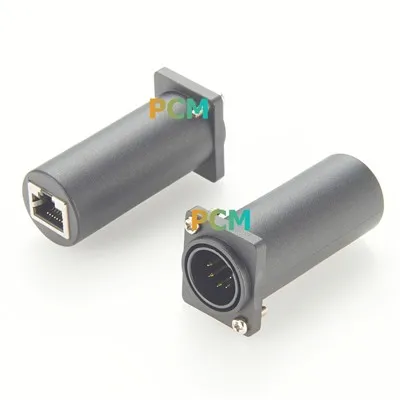 D-Type Panel Mount XLR 5Pin to RJ45 Adapter