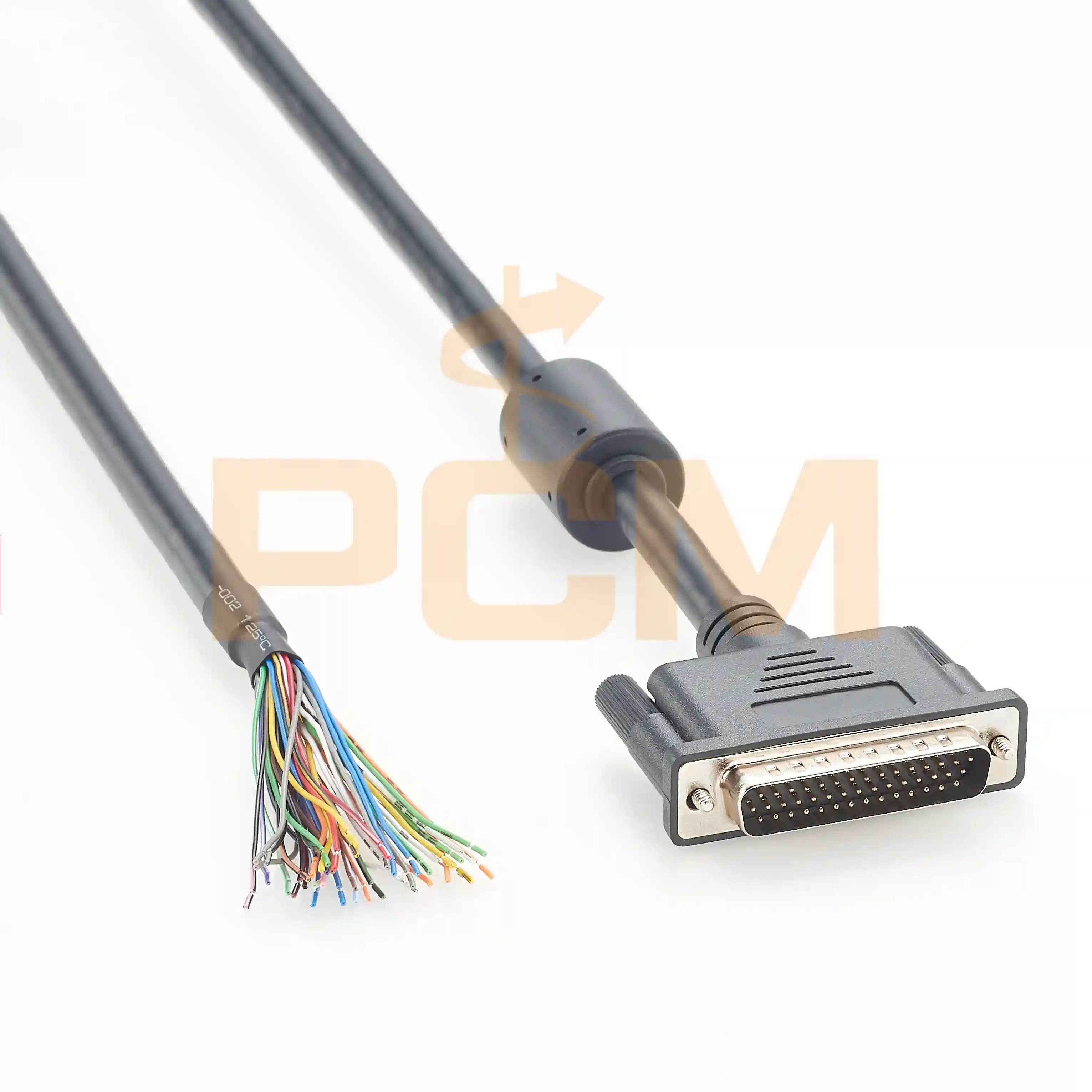 HD44 Male To Open Wire 44-Pin Shielded Breakout Cable With Ferrite Core