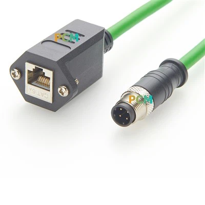 M12 D-Code To RJ45 Industrial Ethernet Cable