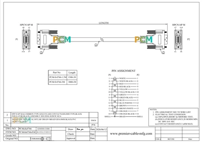 MDR HPCN14 To HPCN14 Cable With Screw Lock
