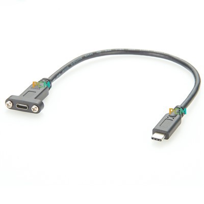 USB Type-C Male To Female Panel Mount Cable