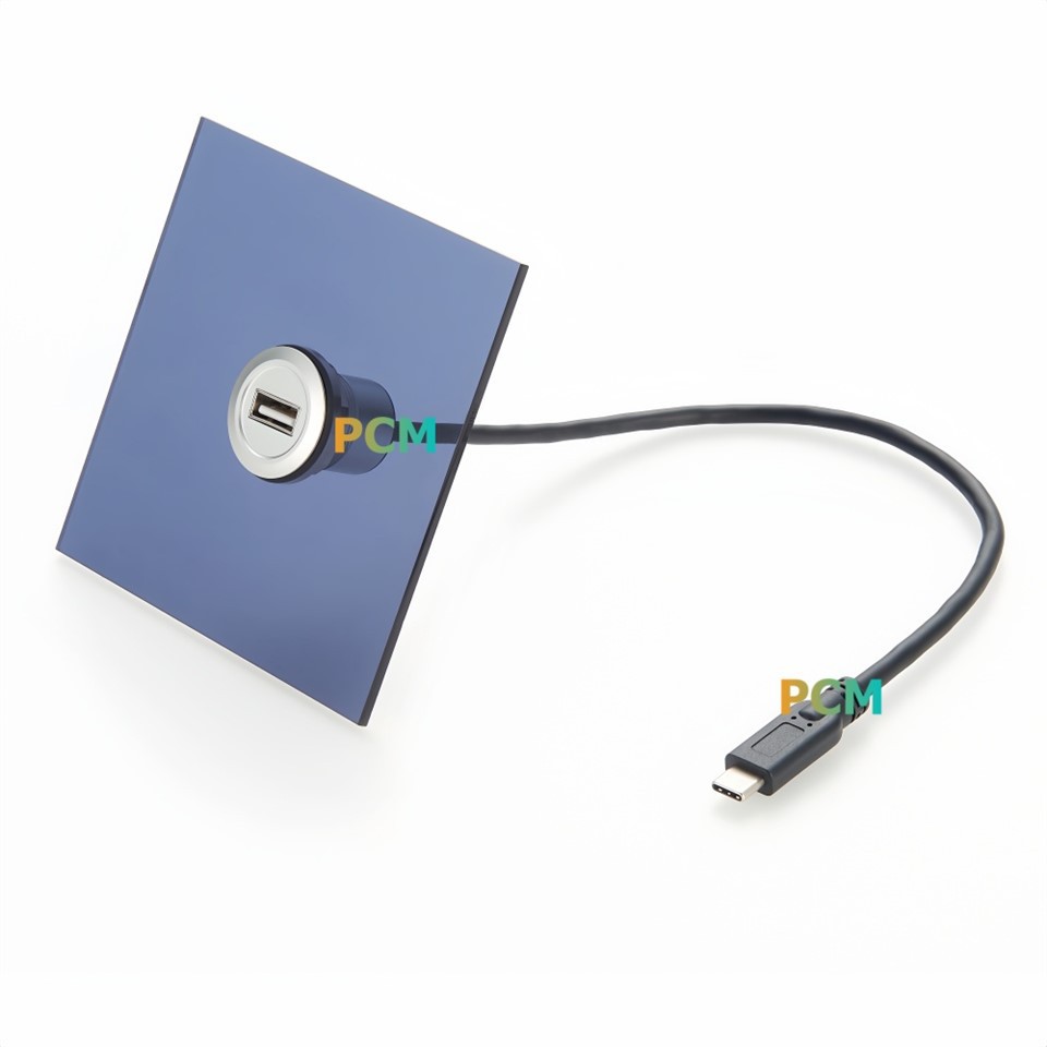 USB A To USB C Aluminum Panel Mount Cable