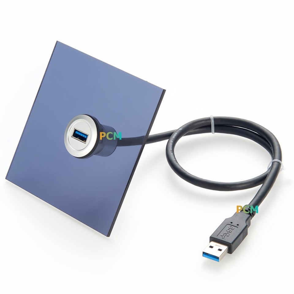 USB Type-A Male To Female Panel Mount Cable
